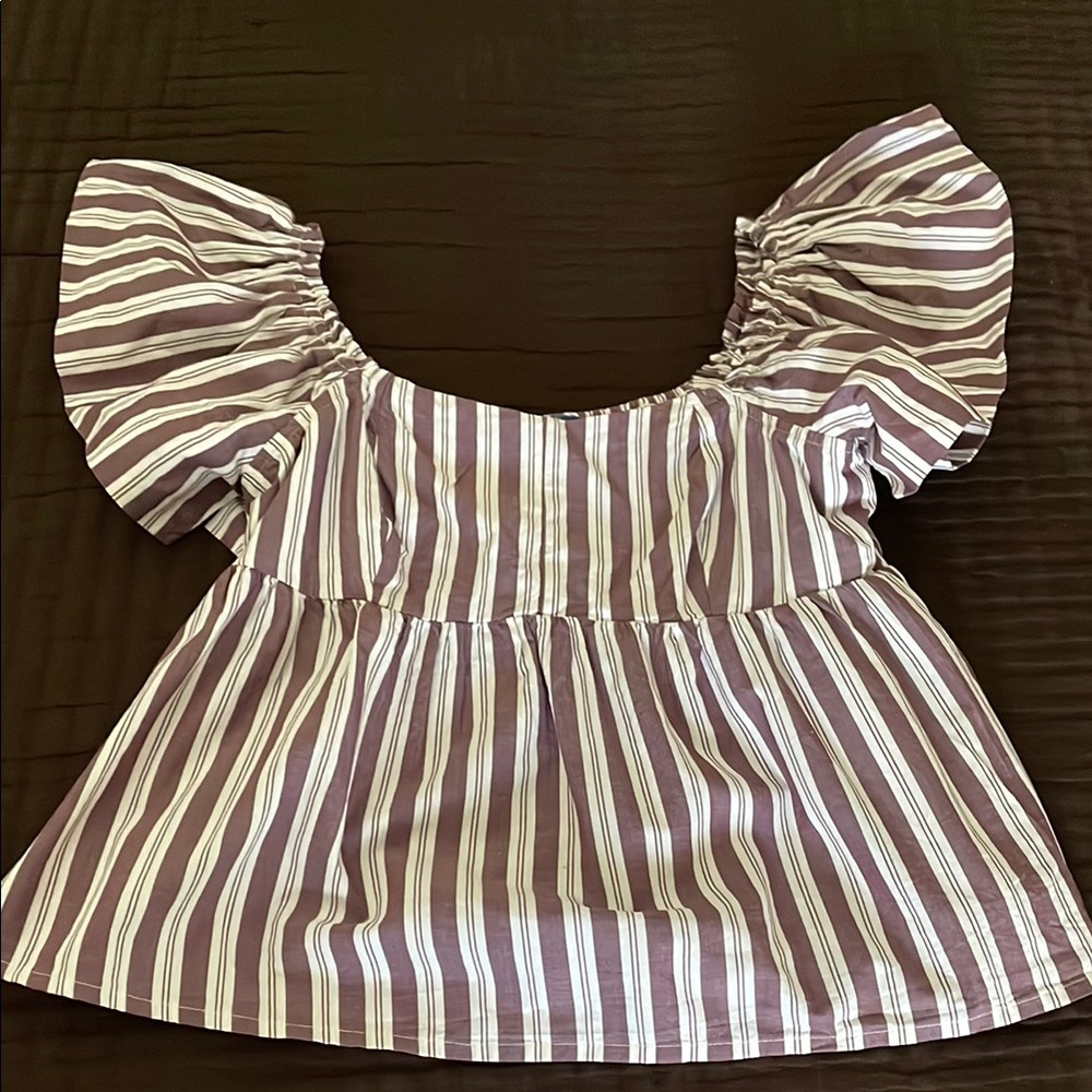 Old Navy Purple and White Striped Blouse